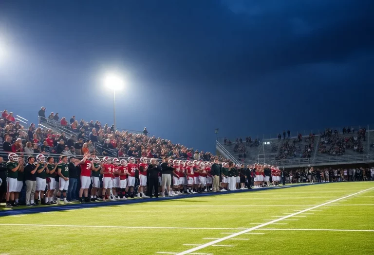 High school football players in action during a playoff game in Ohio.