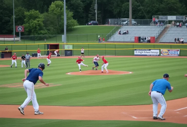 High school baseball players in action during the 2025 Oklahoma Tournament