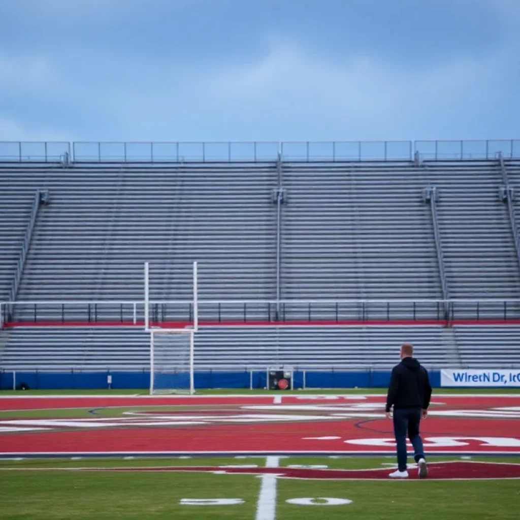 Empty lacrosse field after a serious incident