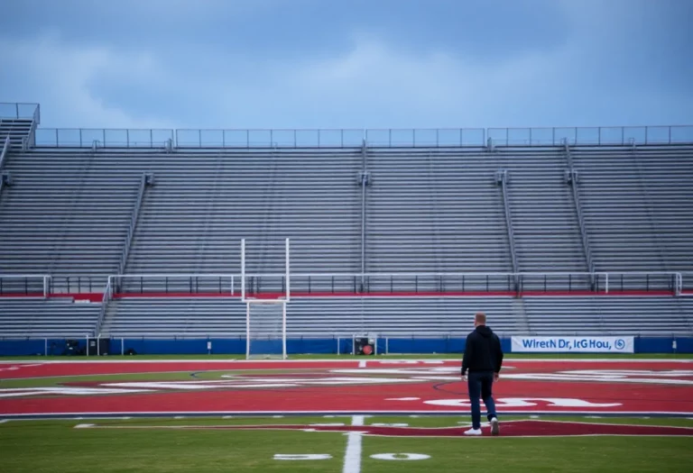 Empty lacrosse field after a serious incident