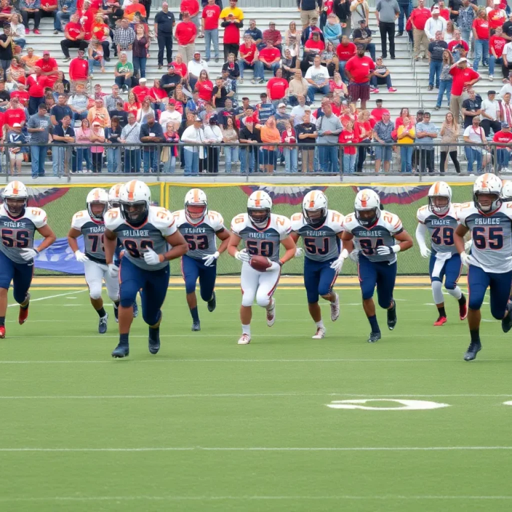 Pella football team practicing on the field