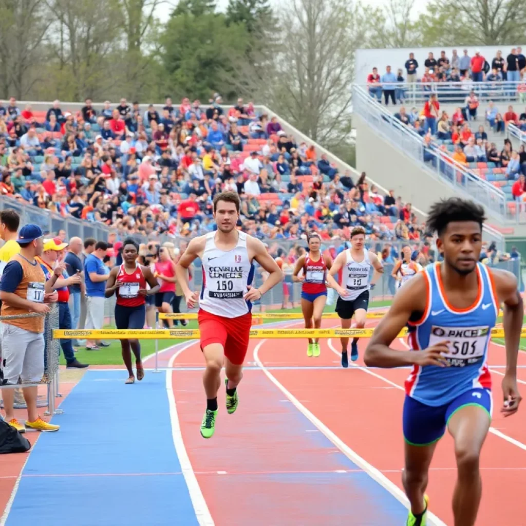 Athletes celebrating at the Nebraska High School State Track Meet