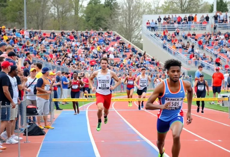 Athletes celebrating at the Nebraska High School State Track Meet