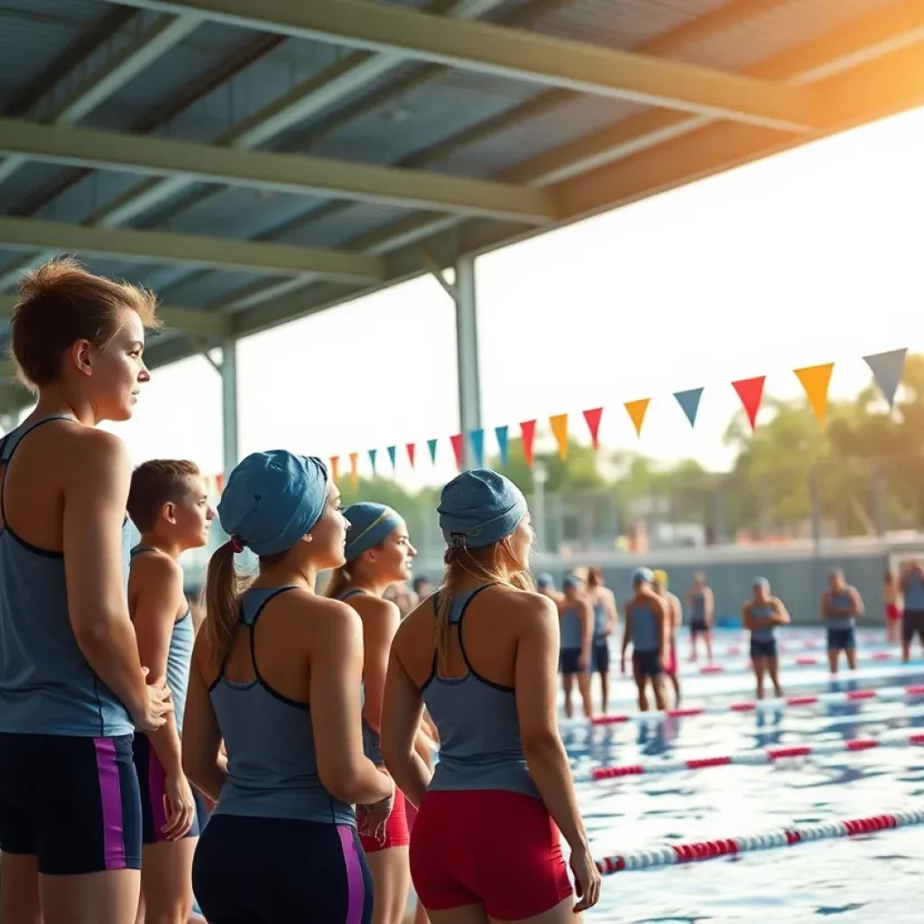 Pioneer High School girls swimming team at the pool
