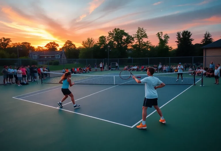 High school tennis players competing during a match in Pipestone.