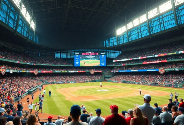 A baseball stadium with fans showing support for a young athlete's recovery.