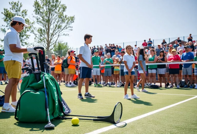 Athletes practicing for state golf and tennis championships in Portland.