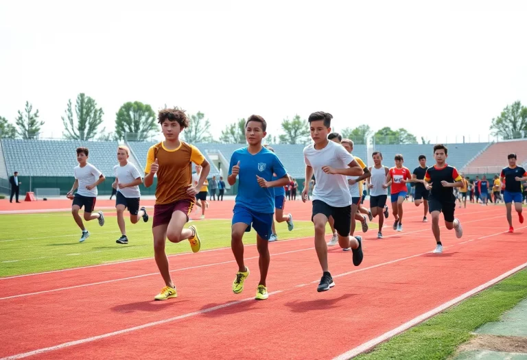 Purdue Poly athletes practicing track and field in various locations.