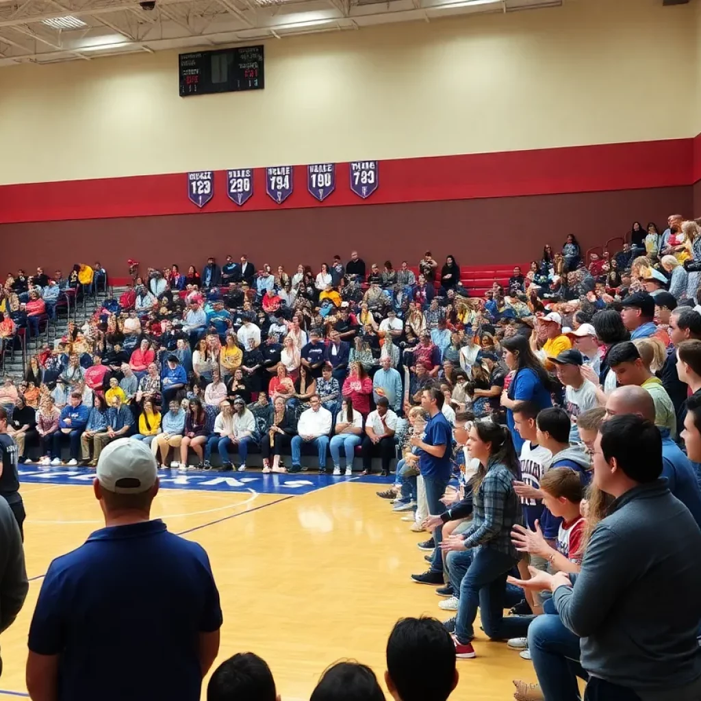 Fans cheering in Putnam County basketball gym