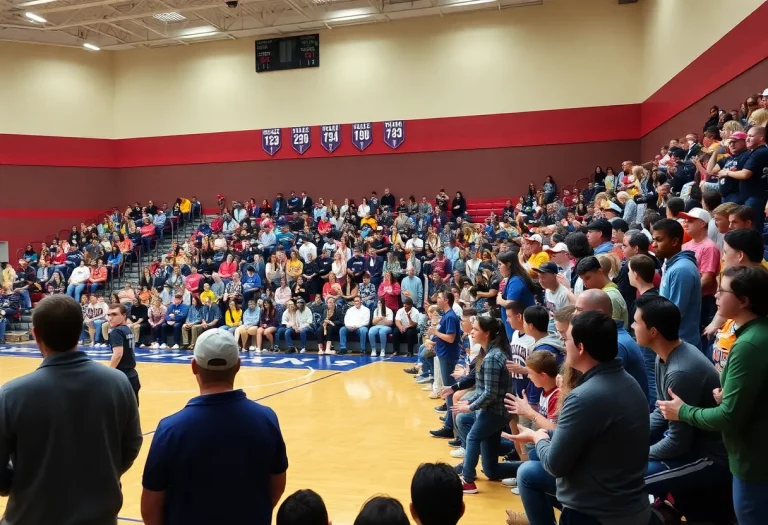 Fans cheering in Putnam County basketball gym