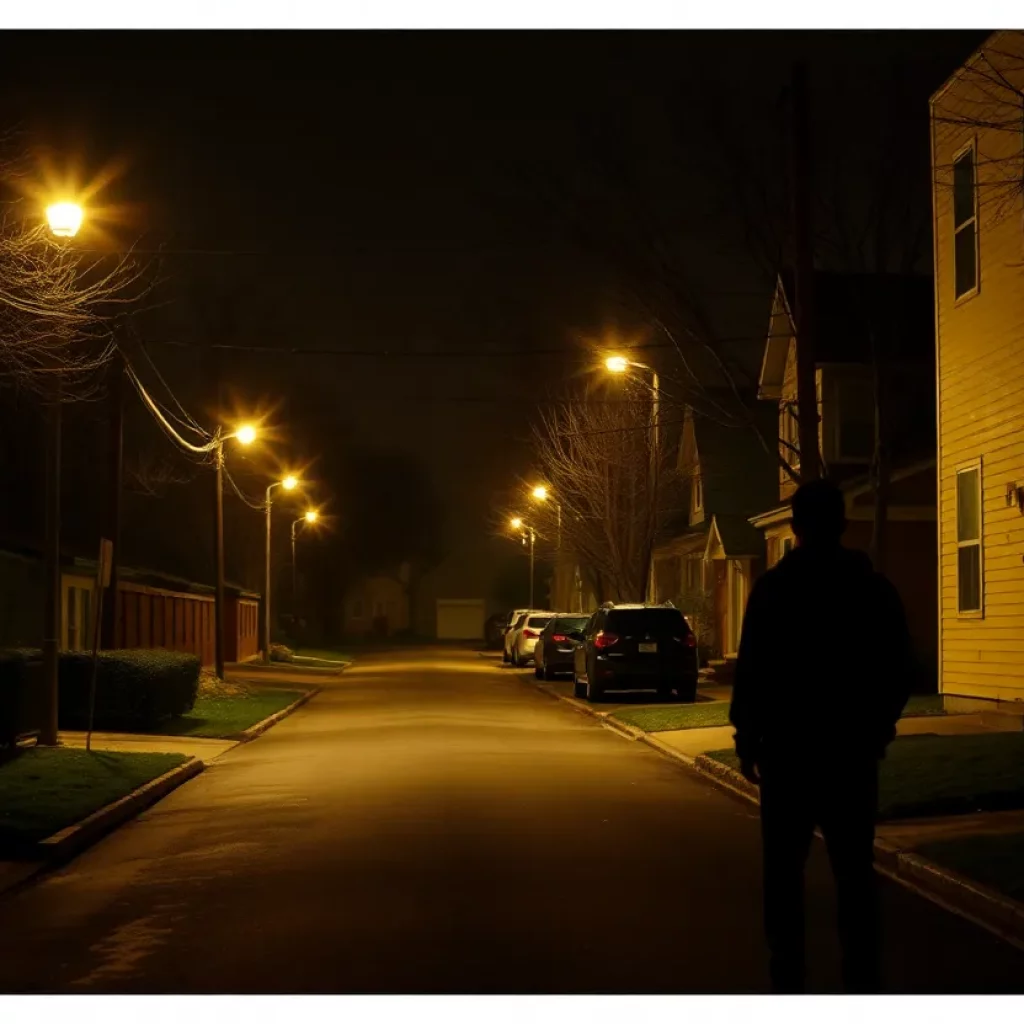 Silent neighborhood street during night reflecting on a tragic incident