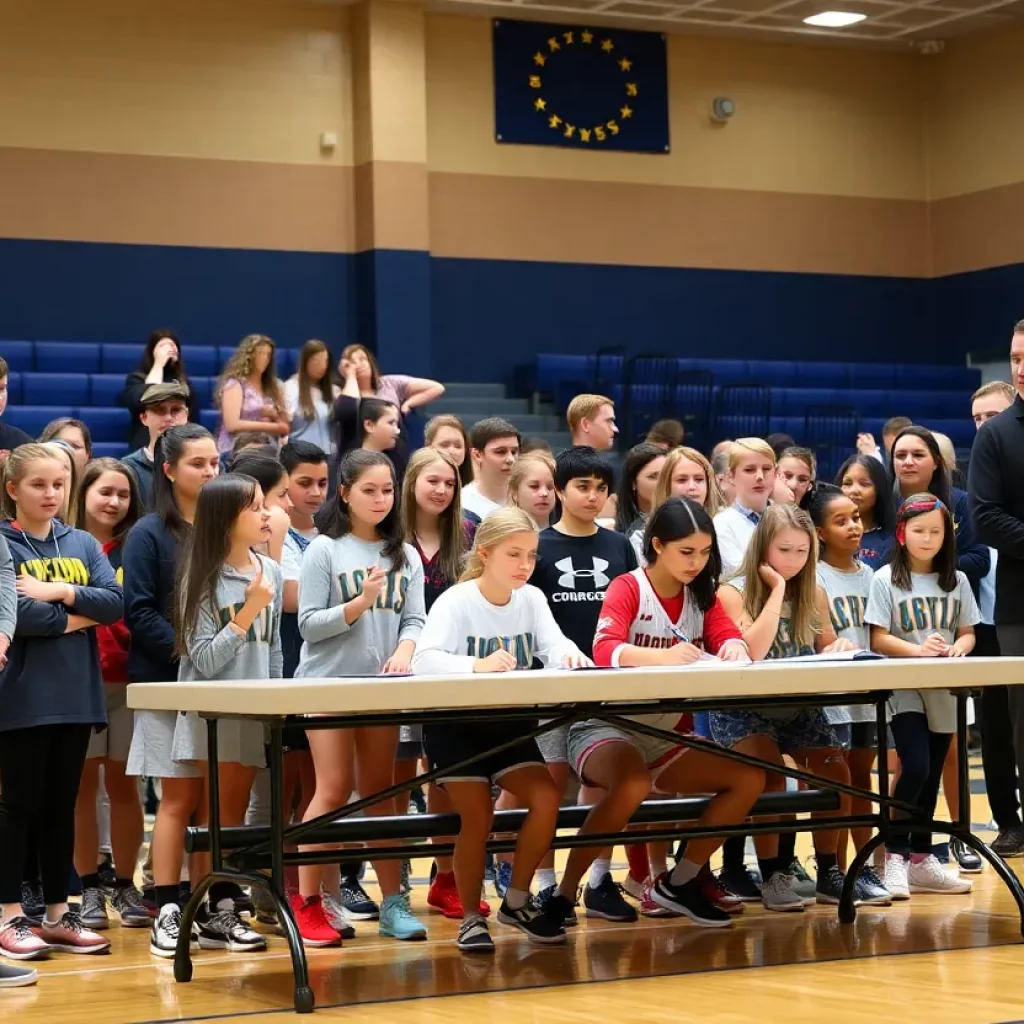 Signing ceremony at Bridgeport High School for Quinton Collier