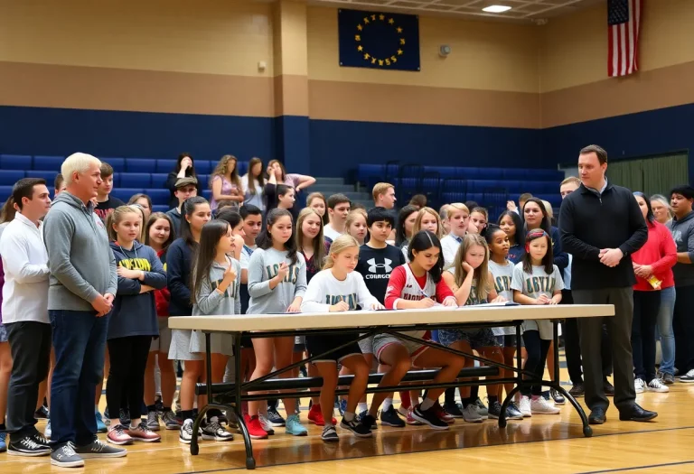 Signing ceremony at Bridgeport High School for Quinton Collier