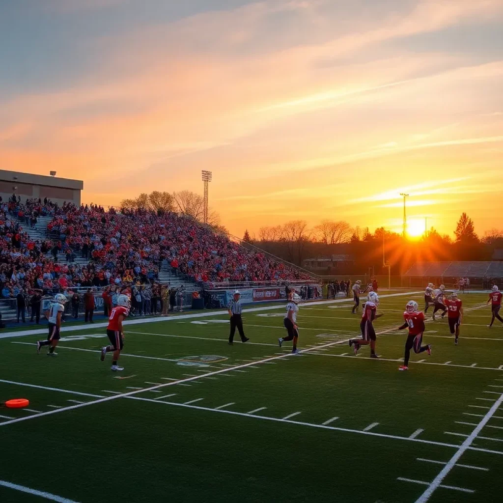 High school football game at Ravenwood High School.
