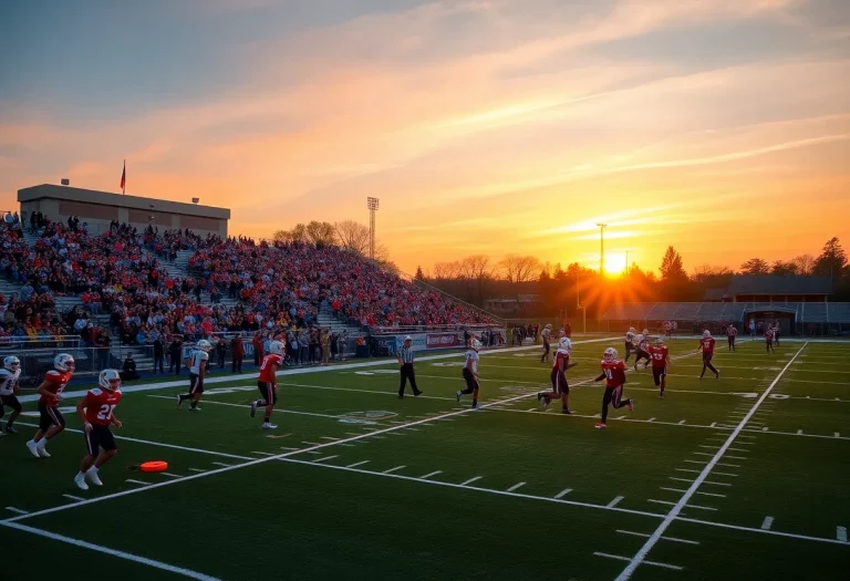 High school football game at Ravenwood High School.