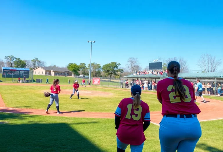 High school softball players in action on a field