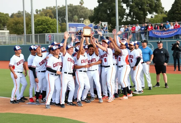 Roseville High School Tigers celebrating CIF championship win