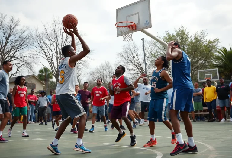 Local basketball players showcasing teamwork and skill on the court.