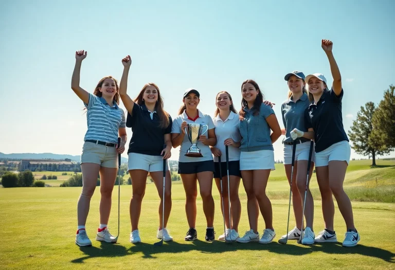 Girls golf team celebrating their championship win
