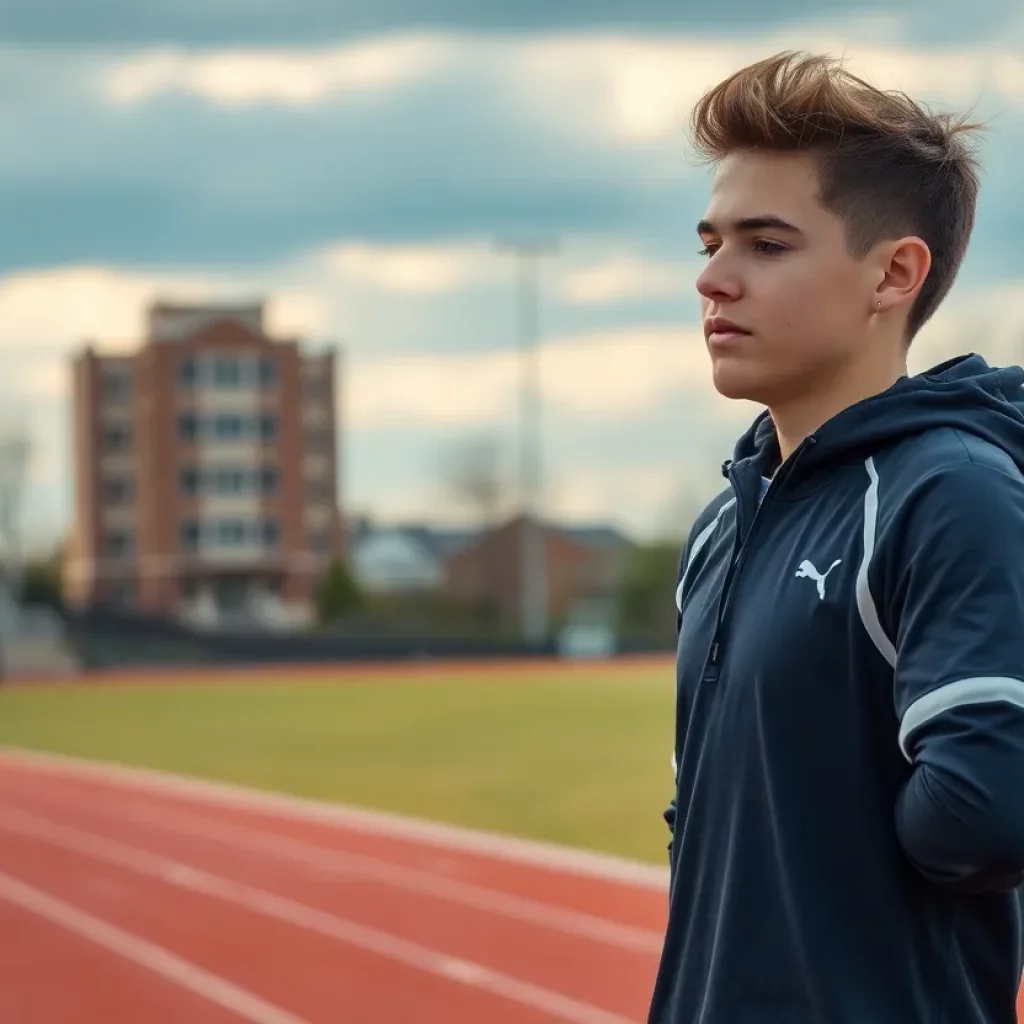 Track and field athlete preparing for competition
