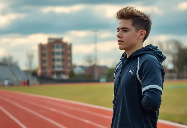 Track and field athlete preparing for competition