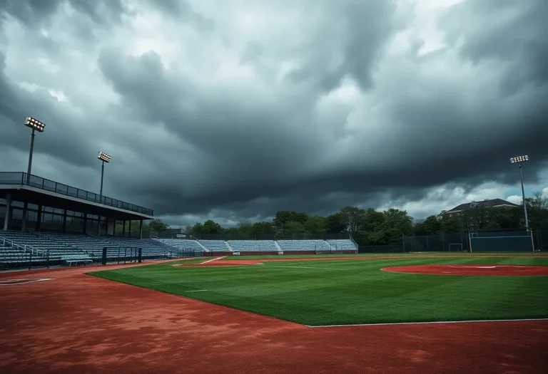Rainy high school baseball and softball field in Schuylkill County