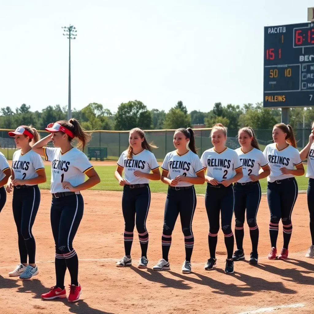 High school softball players preparing for the SoDak 16 matchups