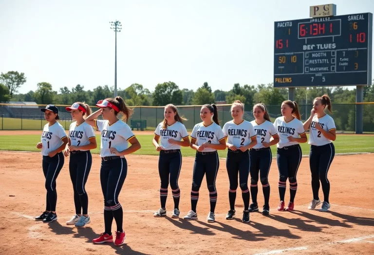 High school softball players preparing for the SoDak 16 matchups
