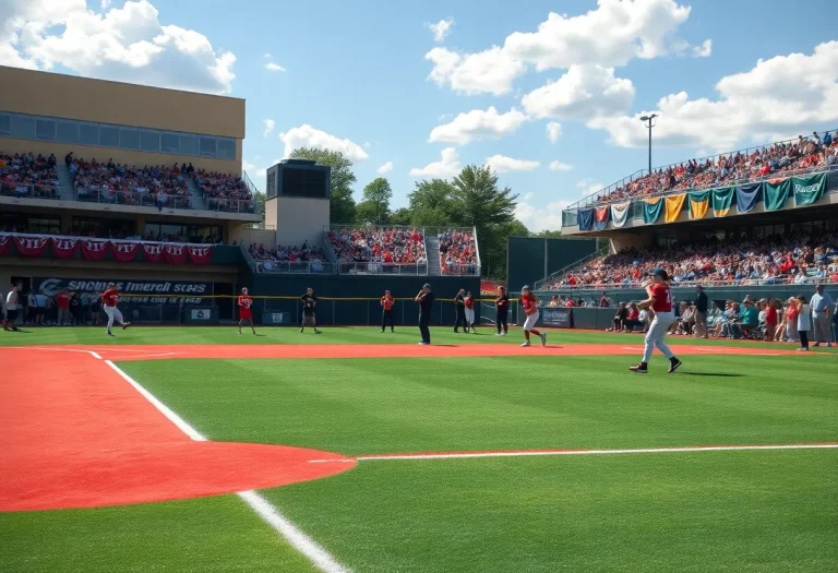 Softball players warming up on the field during playoffs