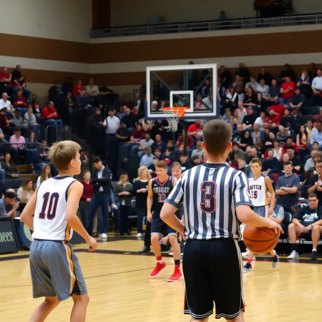 High school basketball players competing at the Southington Summer Basketball Tournament