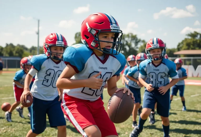Young athletes participating in the Southwest Ohio football combine