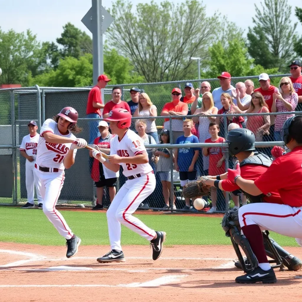 Southwestern baseball players celebrating their victory at Schneider Park