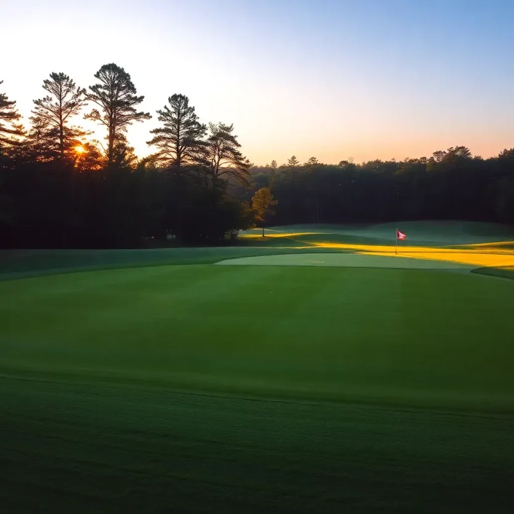 Scenic view of a golf course in Spanish Springs during sunrise.