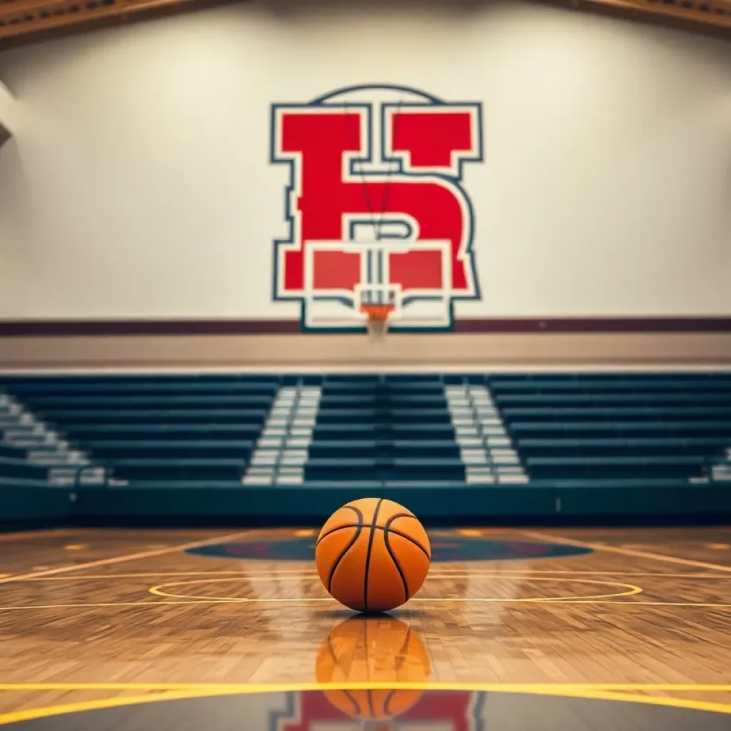 Empty basketball court at Springfield High School