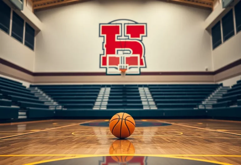 Empty basketball court at Springfield High School