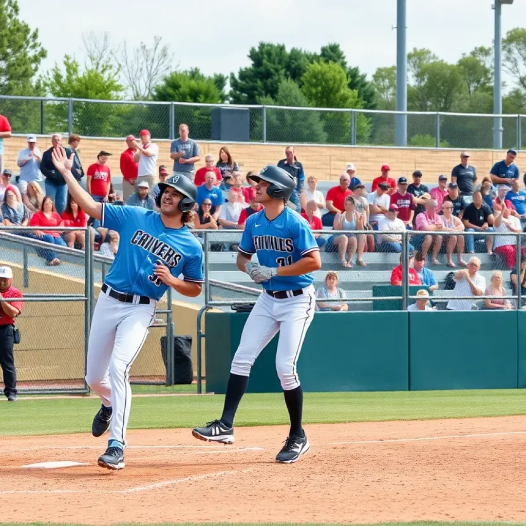 Stanford baseball players in action on the field during the season opener.