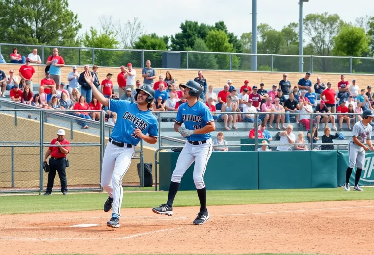 Stanford baseball players in action on the field during the season opener.