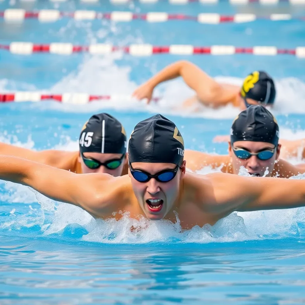 High school swimmers competing at the Nevada state championships
