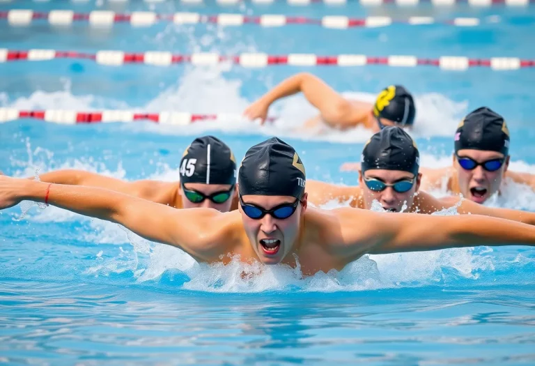 High school swimmers competing at the Nevada state championships