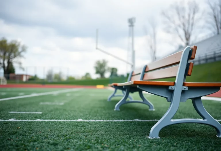 Empty lacrosse bench symbolizing student safety