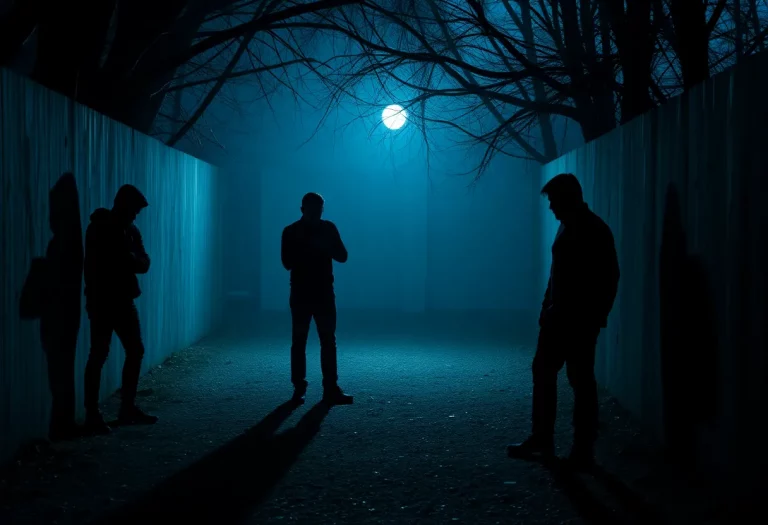 Ambiguous silhouettes in a dark setting representing a kidnapping prank