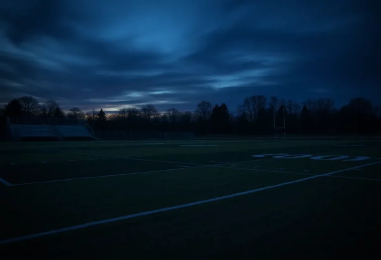 Deserted lacrosse field at Syracuse High School