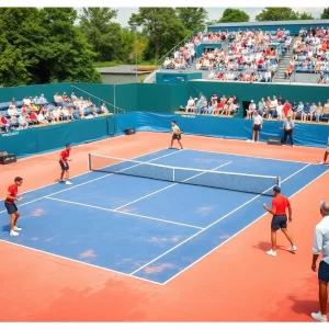 A tennis match in progress during the state championship in Coeur d'Alene.