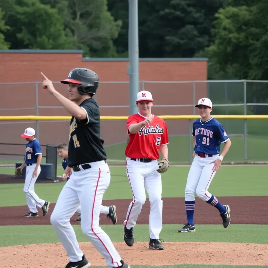 Youth baseball players competing in Texas High School playoffs