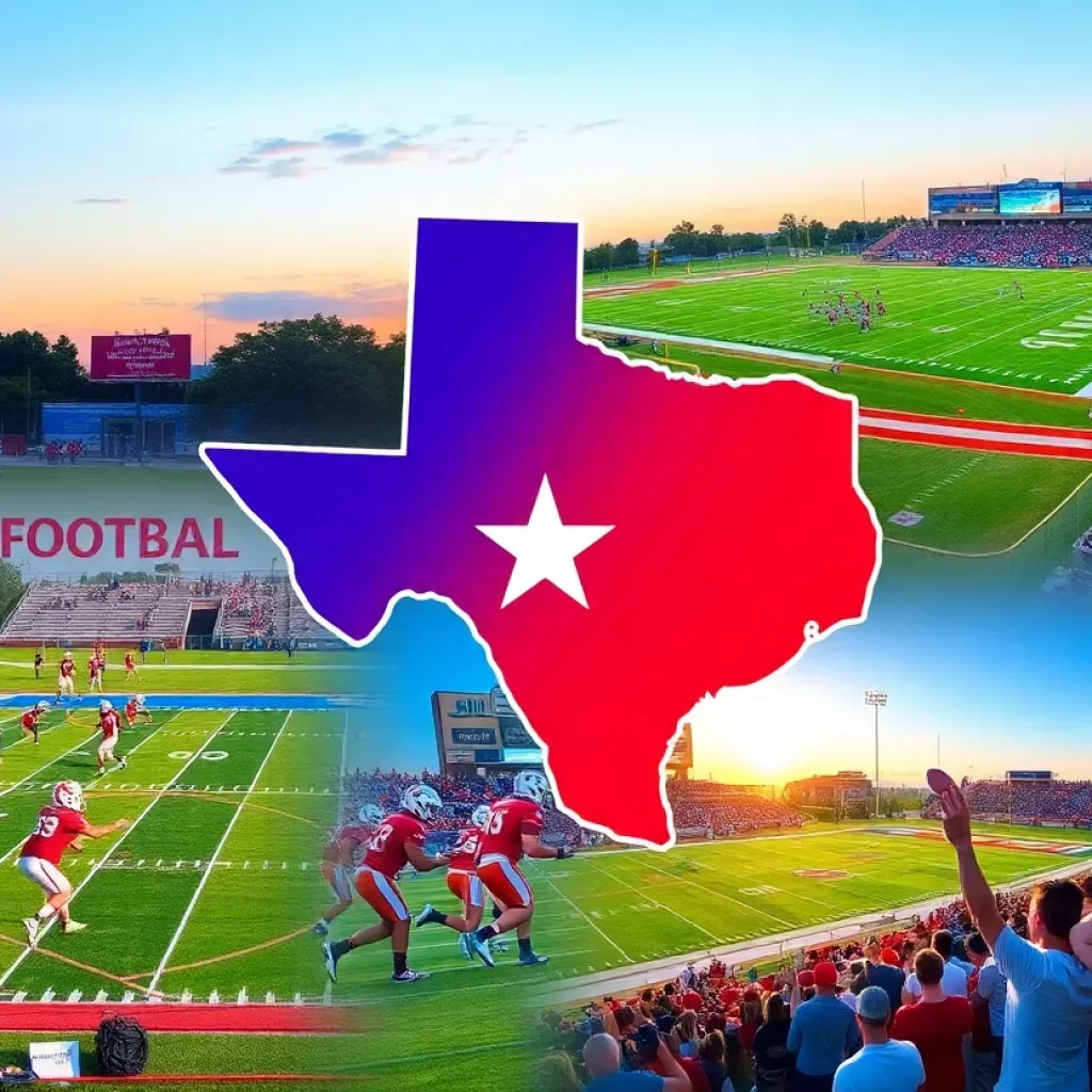 Texas high school football players in action during a game