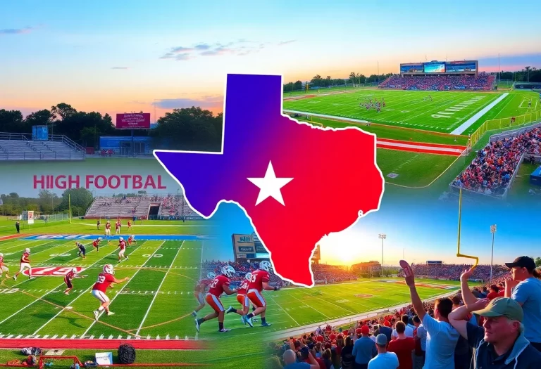 Texas high school football players in action during a game