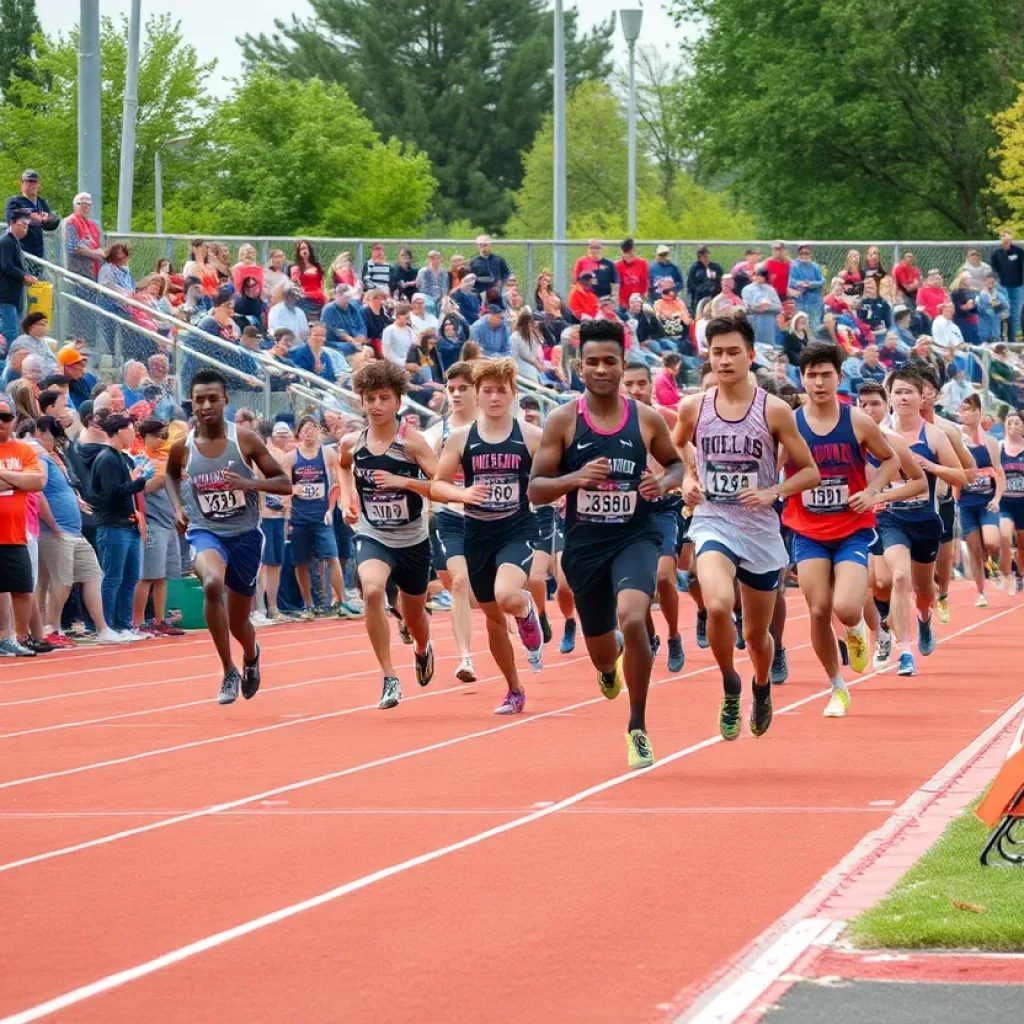 High school athletes competing at the Iowa Track and Field Championships.