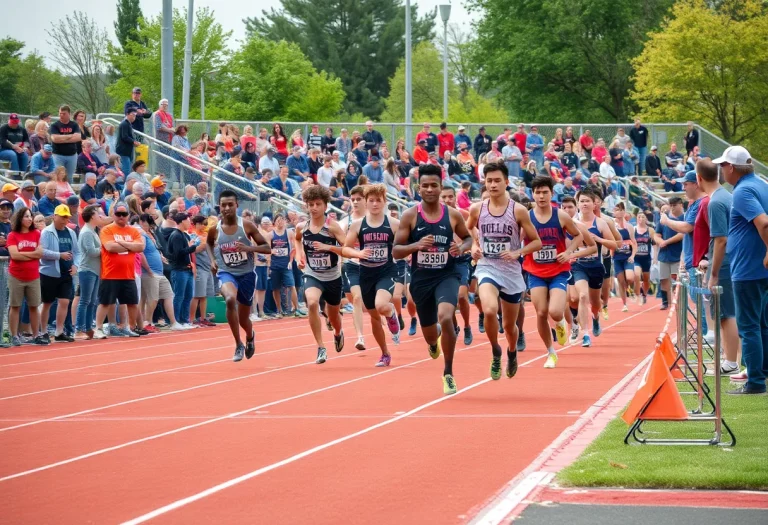 High school athletes competing at the Iowa Track and Field Championships.