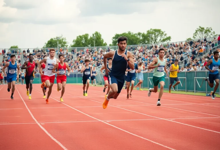 Athletes competing in track and field events in Eugene