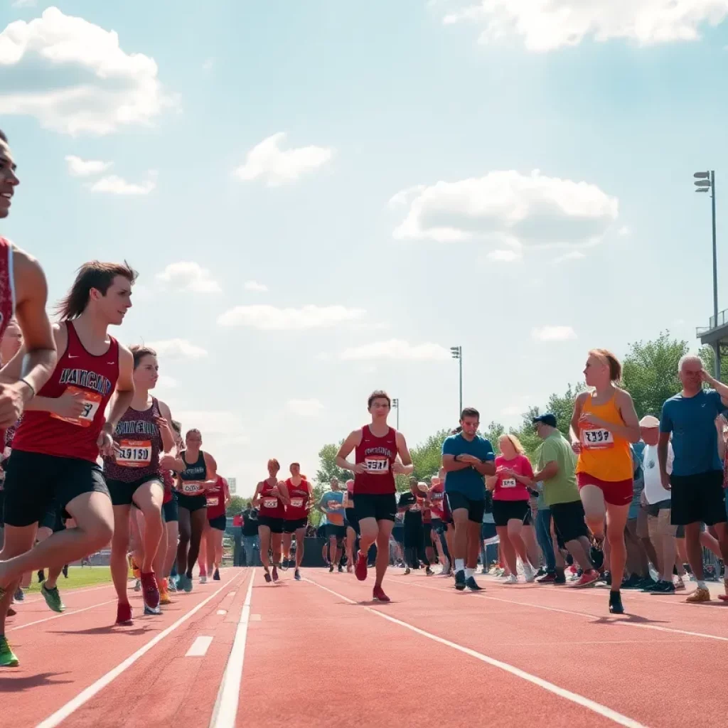 Athletes competing in track and field regional meets in Michigan